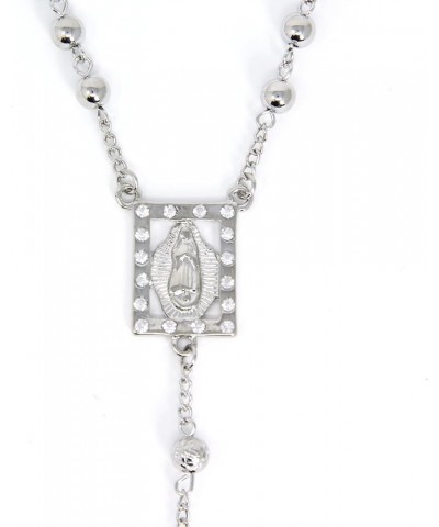 6mm CCB Beads Alloy Crucifix Cross Pendant Rosary Catholic Necklace 20 R2R-SILVER $10.59 Necklaces