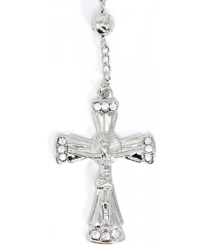 6mm CCB Beads Alloy Crucifix Cross Pendant Rosary Catholic Necklace 20 R2R-SILVER $10.59 Necklaces