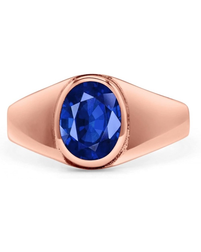 Petite Dainty Fashion Oval Thumb Ring Lab Created Opal Solid 925 Sterling Silver Rose Tone, Simulated Blue Sapphire $14.09 Rings