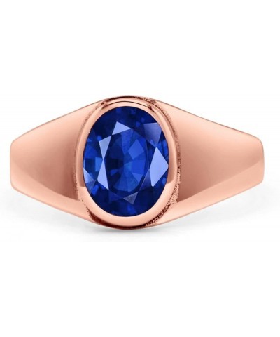 Petite Dainty Fashion Oval Thumb Ring Lab Created Opal Solid 925 Sterling Silver Rose Tone, Simulated Blue Sapphire $14.09 Rings