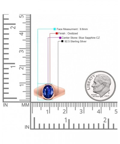 Petite Dainty Fashion Oval Thumb Ring Lab Created Opal Solid 925 Sterling Silver Rose Tone, Simulated Blue Sapphire $14.09 Rings