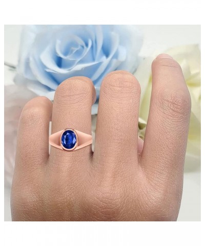 Petite Dainty Fashion Oval Thumb Ring Lab Created Opal Solid 925 Sterling Silver Rose Tone, Simulated Blue Sapphire $14.09 Rings