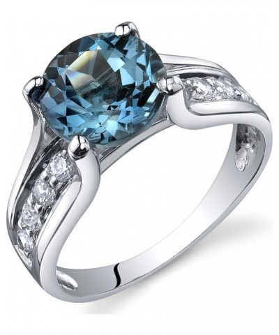 London Blue Topaz Cathedral Solitaire Ring for Women 925 Sterling Silver, Natural Gemstone Birthstone, 2.25 Carats Round Shap...