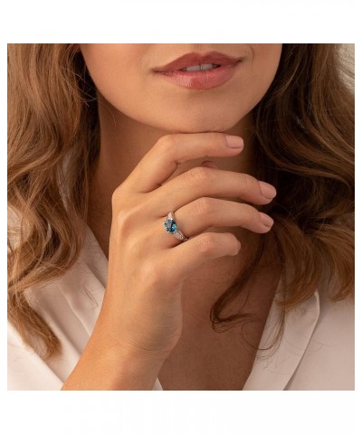 London Blue Topaz Cathedral Solitaire Ring for Women 925 Sterling Silver, Natural Gemstone Birthstone, 2.25 Carats Round Shap...