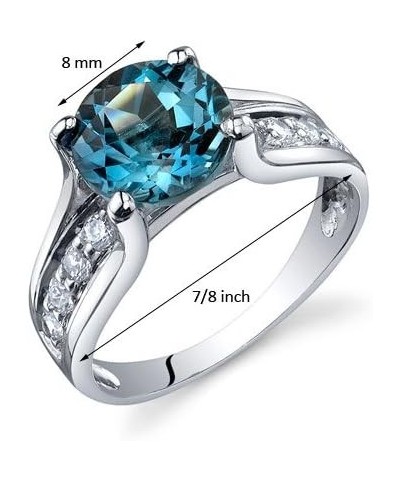 London Blue Topaz Cathedral Solitaire Ring for Women 925 Sterling Silver, Natural Gemstone Birthstone, 2.25 Carats Round Shap...