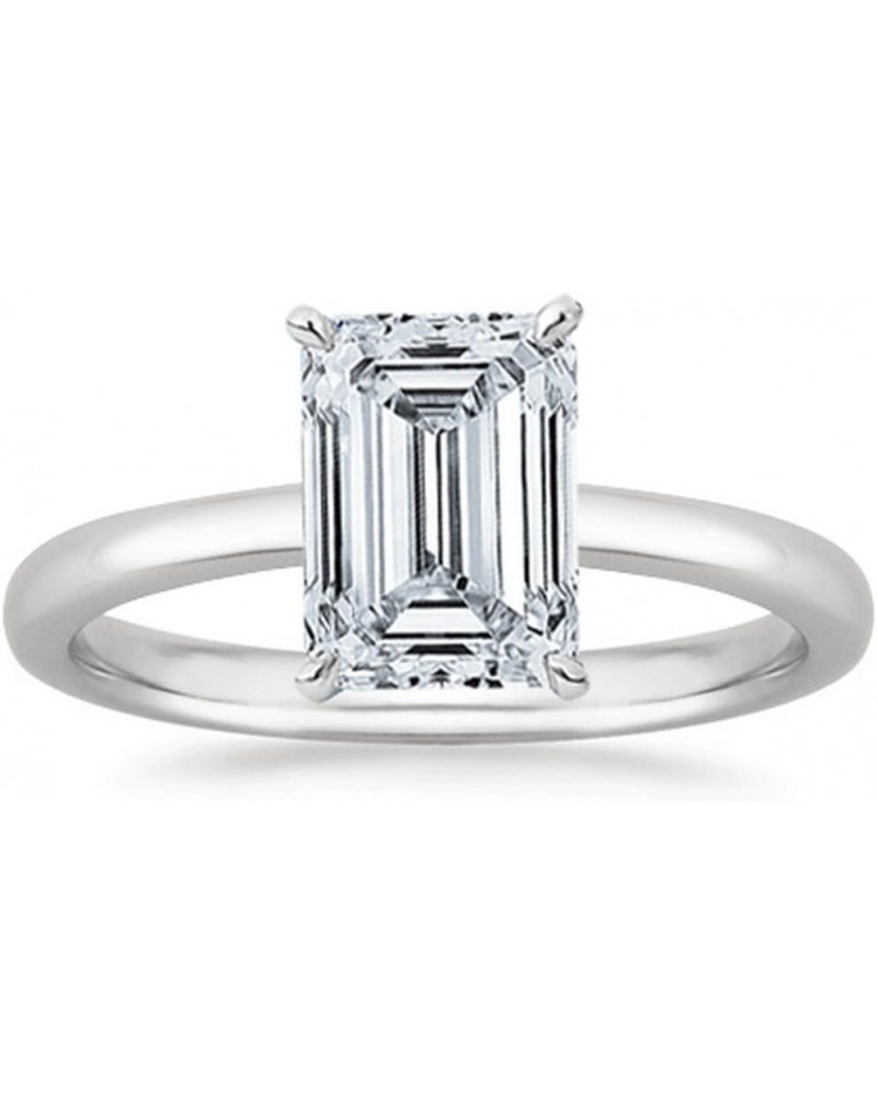 1-5 Carat Lab Grown Solitaire Emerald Cut IGI CERTIFIED Diamond Engagement Ring (1-5 Ct,H-I Color VS1-VS2 Clarity) 7 Platinum...