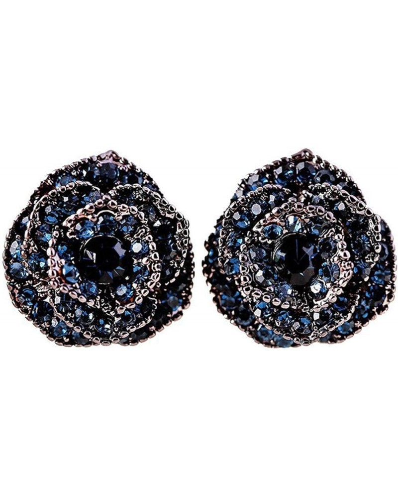 Fashionn Charming Earring for Women Girls Exquisite Jewelry for Party Visiting Fashion Women Blue Flower Rhinestone Ear Stud ...