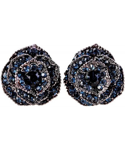 Fashionn Charming Earring for Women Girls Exquisite Jewelry for Party Visiting Fashion Women Blue Flower Rhinestone Ear Stud ...