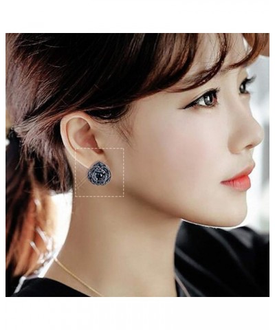 Fashionn Charming Earring for Women Girls Exquisite Jewelry for Party Visiting Fashion Women Blue Flower Rhinestone Ear Stud ...