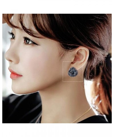 Fashionn Charming Earring for Women Girls Exquisite Jewelry for Party Visiting Fashion Women Blue Flower Rhinestone Ear Stud ...