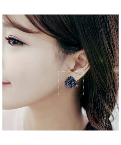 Fashionn Charming Earring for Women Girls Exquisite Jewelry for Party Visiting Fashion Women Blue Flower Rhinestone Ear Stud ...