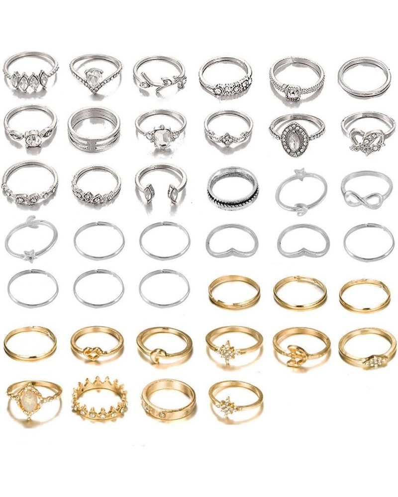 29-56 PCS Knuckle Rings Set for Women Vintage Stackable Rings Set Boho Joint Finger Rings Gold/Silver Midi Rings Hollow Carve...