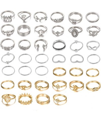 29-56 PCS Knuckle Rings Set for Women Vintage Stackable Rings Set Boho Joint Finger Rings Gold/Silver Midi Rings Hollow Carve...