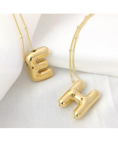 Bubble Letter Necklace for Women, 18k Gold Plated Balloon Minimalist Initial Pendant Alphabet Trendy Dainty Necklaces for Tee...