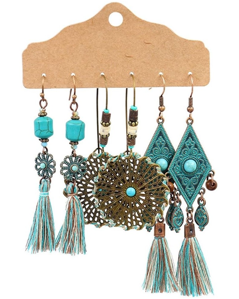 3 Pairs Bohemia Drop Dangle Earrings Boho Bronze Earrings for Women Girls Holiday Birthday Gift Bronze-16 $9.68 Earrings