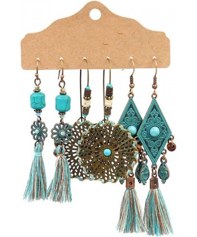 3 Pairs Bohemia Drop Dangle Earrings Boho Bronze Earrings for Women Girls Holiday Birthday Gift Bronze-16 $9.68 Earrings