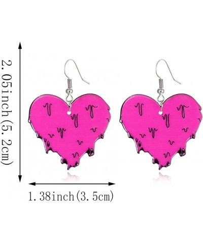 Lightweight Acrylic Flame Skeleton Heart Bat Dangle Earrings Unique Punk Fire Element Skeleton Flower Drop Earrings for Women...