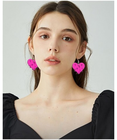 Lightweight Acrylic Flame Skeleton Heart Bat Dangle Earrings Unique Punk Fire Element Skeleton Flower Drop Earrings for Women...