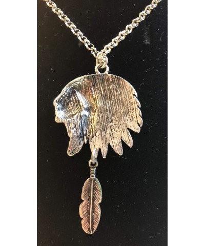 Silver Painted Indian Chief Headdress Pendant, with Feather Detail Gift Boxed $10.12 Necklaces