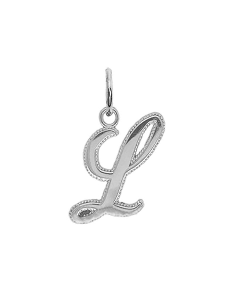 Solid 14k White Gold Personalized Cursive-Style A-Z Initial Pendant L $31.50 Pendants