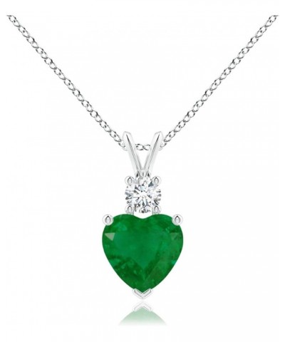 Natural Emerald Solitaire Heart Pendant Necklace for Women, Girls in 14K Solid Gold/Platinum | May Birthstone | Jewelry Gift ...