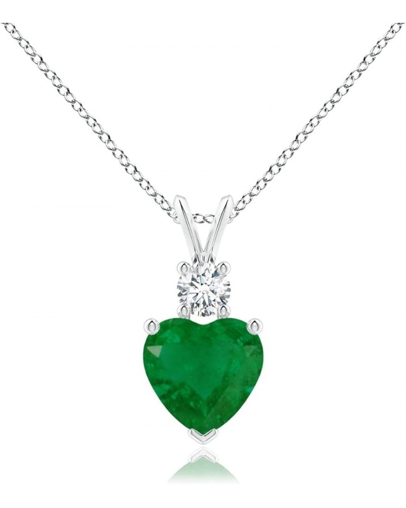 Natural Emerald Solitaire Heart Pendant Necklace for Women, Girls in 14K Solid Gold/Platinum | May Birthstone | Jewelry Gift ...