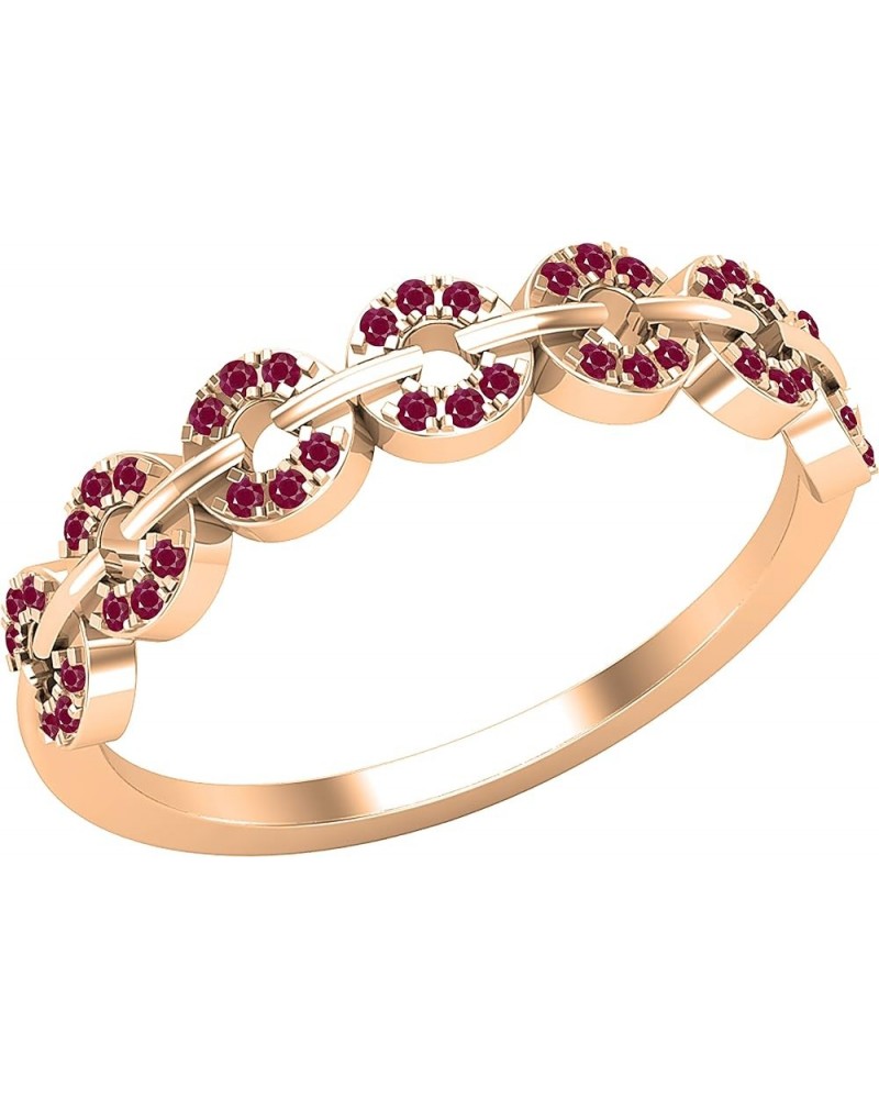 Round Diamond or Gemstone Seven Hollow Circle Outline Stackable Band for Women | Available in 10K/14K/18K Gold Ruby in 10K Ro...