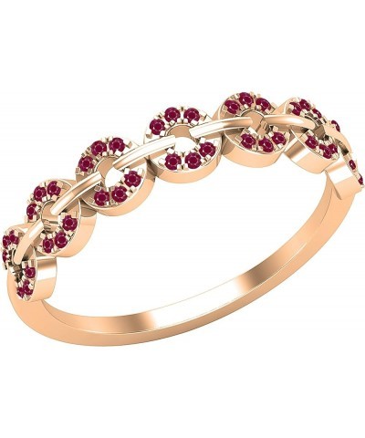 Round Diamond or Gemstone Seven Hollow Circle Outline Stackable Band for Women | Available in 10K/14K/18K Gold Ruby in 10K Ro...