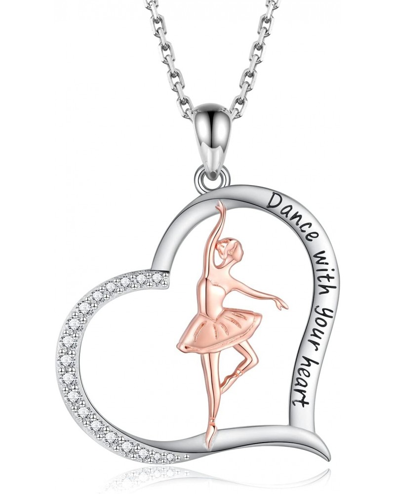 925 Sterling Silver Ballerina Necklace for Dancer Women Ballet Dance Pendant Dancing Jewelry Gifts $15.83 Necklaces