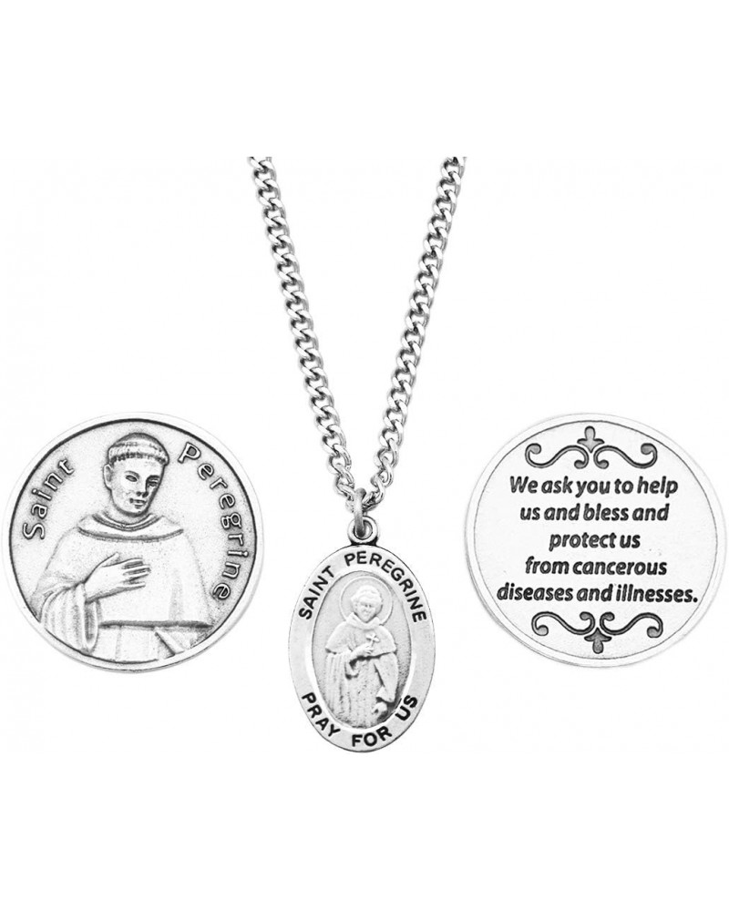 Saint Peregrine Pendant Necklace and 2 Religious Pocket Tokens $22.36 Necklaces