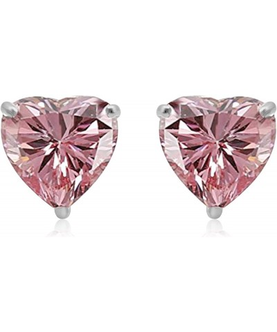 Heart Stud Earrings with 6MM Cubic Zirconia in 10K White Gold pink cubic zirconia $27.89 Earrings