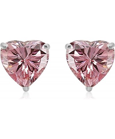 Heart Stud Earrings with 6MM Cubic Zirconia in 10K White Gold pink cubic zirconia $27.89 Earrings