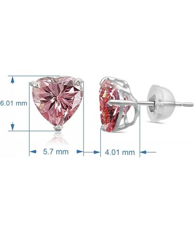 Heart Stud Earrings with 6MM Cubic Zirconia in 10K White Gold pink cubic zirconia $27.89 Earrings