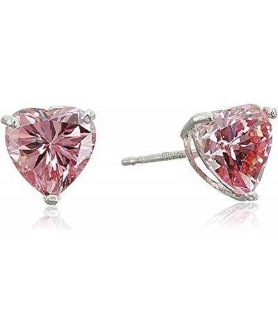 Heart Stud Earrings with 6MM Cubic Zirconia in 10K White Gold pink cubic zirconia $27.89 Earrings