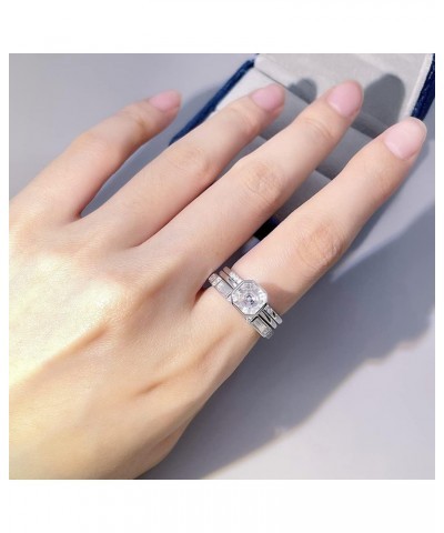 Stackable Rings for Women, 925 Sterling Silver 18K Real Gold Plated 3.8 Carat DF Color VVS Clarity Asscher Cut Moissanite Eng...