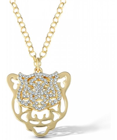 Womens Tiger Necklace 17" + 2" - Gold-Tone Tiger Pendant Necklace with Rhinestones $12.98 Necklaces