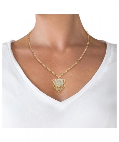 Womens Tiger Necklace 17" + 2" - Gold-Tone Tiger Pendant Necklace with Rhinestones $12.98 Necklaces