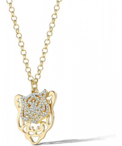 Womens Tiger Necklace 17" + 2" - Gold-Tone Tiger Pendant Necklace with Rhinestones $12.98 Necklaces