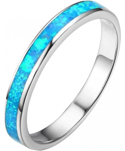 Mens Women Wedding Rings Fashion Jewelry Engagement Rings Opal Sapphire Bridal Band Promise Rings (White, 10) Blue 10 $5.93 O...