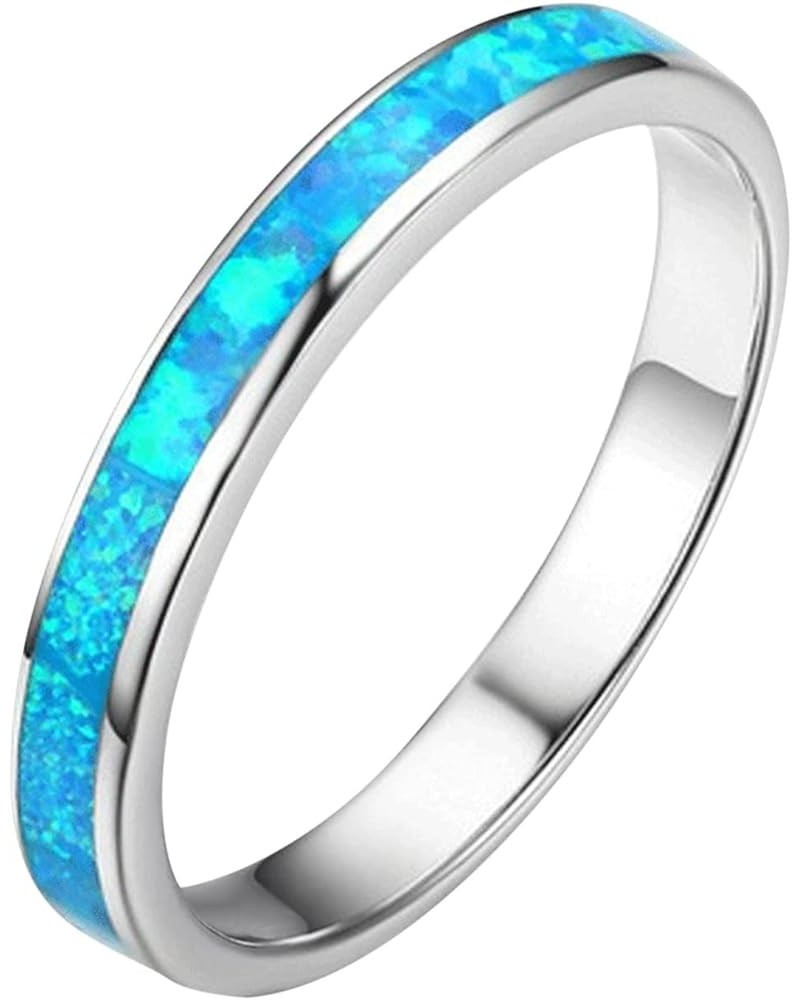 Mens Women Wedding Rings Fashion Jewelry Engagement Rings Opal Sapphire Bridal Band Promise Rings (White, 10) Blue 10 $5.93 O...