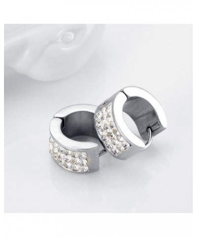 Men's Women's Red Crystal Black Stainless Steel Stud Hoop Earrings Punk Rock Silver,White $7.14 Earrings