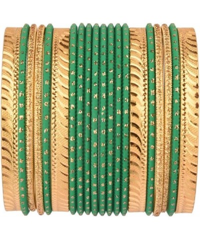 Indian Bangle Set Rhinestone Crystal Boho Oxidized Bracelet Metal Bangle Set Jewelry for Women Green (Set of 20 Pcs) 2-2 $12....