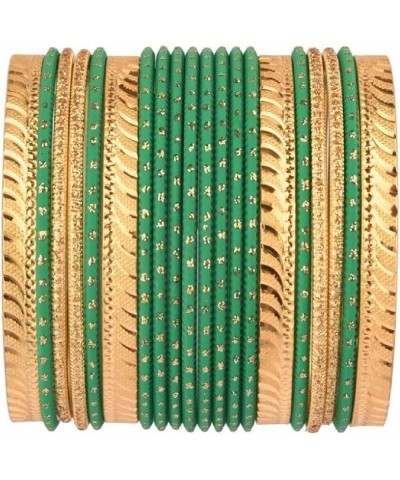 Indian Bangle Set Rhinestone Crystal Boho Oxidized Bracelet Metal Bangle Set Jewelry for Women Green (Set of 20 Pcs) 2-2 $12....