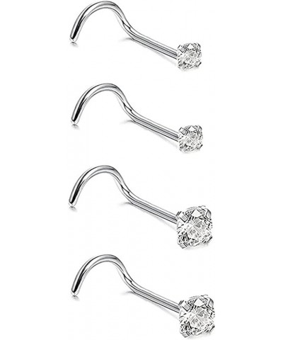 4pcs G23 Titanium 7mm 20G/18G Nose Rings Studs Gold/Silver/Black Nose Nostril Piercing Body Jewelry L-Shaped/S-Shaped Nose St...