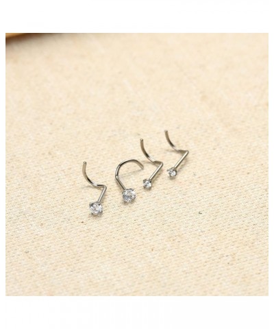 4pcs G23 Titanium 7mm 20G/18G Nose Rings Studs Gold/Silver/Black Nose Nostril Piercing Body Jewelry L-Shaped/S-Shaped Nose St...