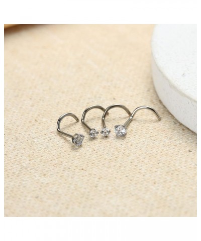 4pcs G23 Titanium 7mm 20G/18G Nose Rings Studs Gold/Silver/Black Nose Nostril Piercing Body Jewelry L-Shaped/S-Shaped Nose St...