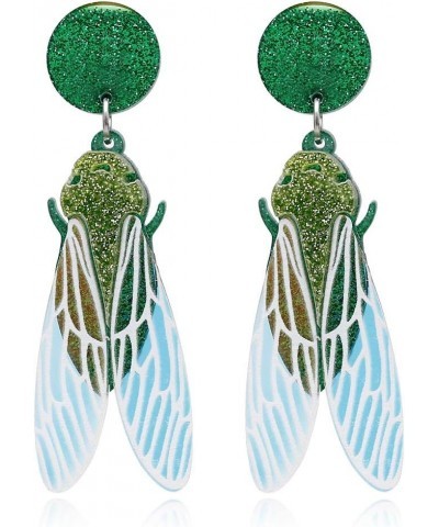 Lovely Acrylic Big Insect Bug Cicada Dangle Earrings Insect Animal Jewelry Green $7.60 Earrings