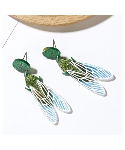 Lovely Acrylic Big Insect Bug Cicada Dangle Earrings Insect Animal Jewelry Green $7.60 Earrings