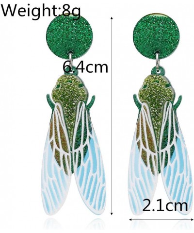 Lovely Acrylic Big Insect Bug Cicada Dangle Earrings Insect Animal Jewelry Green $7.60 Earrings