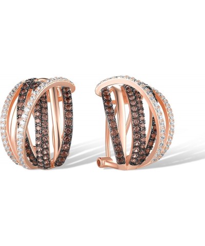 925 Sterling Silver Twisted Omega Back Earrings for Women Rose gold-Parallel $24.98 Earrings